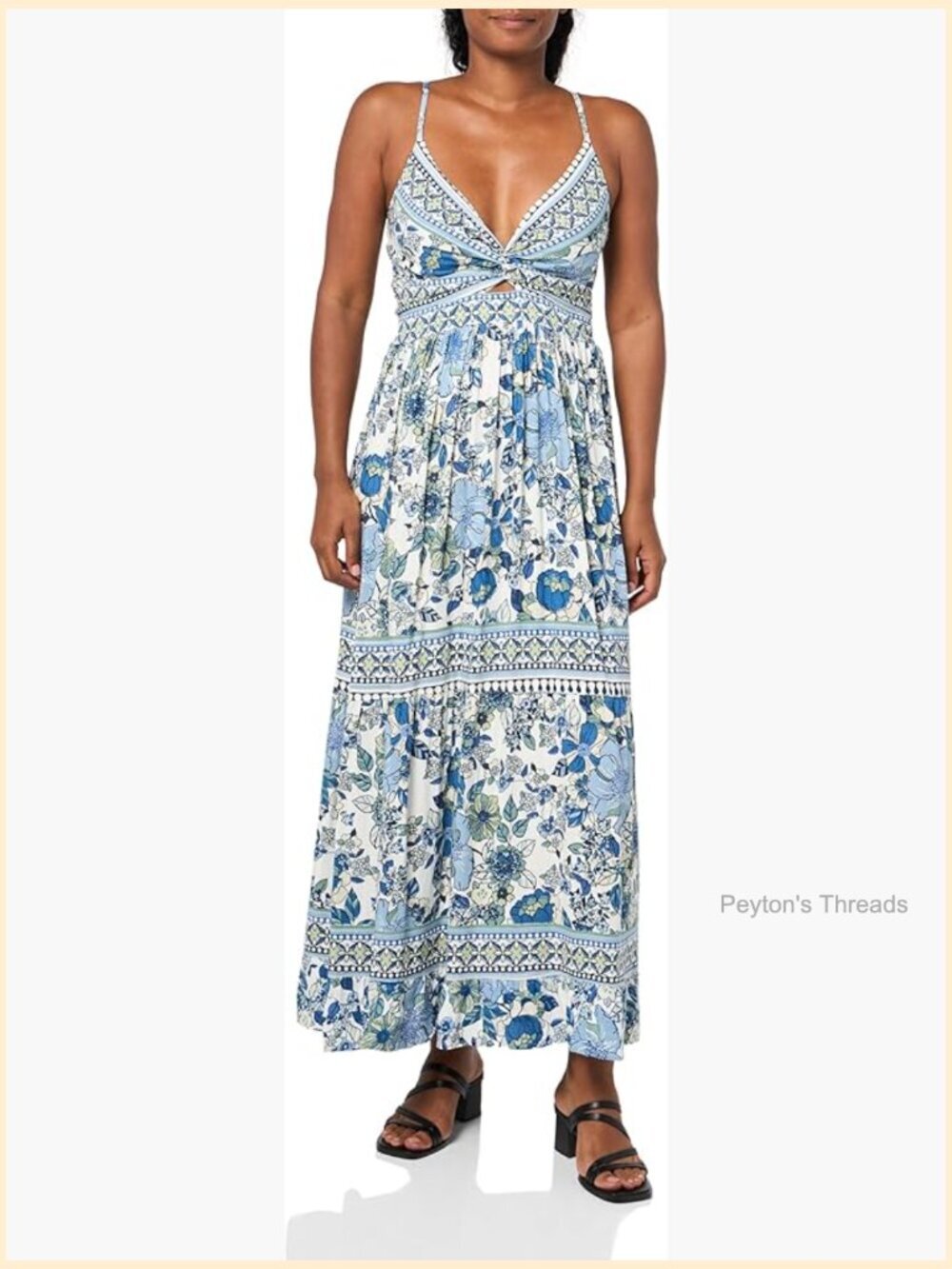 Floral Maxi Dress with Cutout V-Neck Sleeveless A-Line Loose Fit